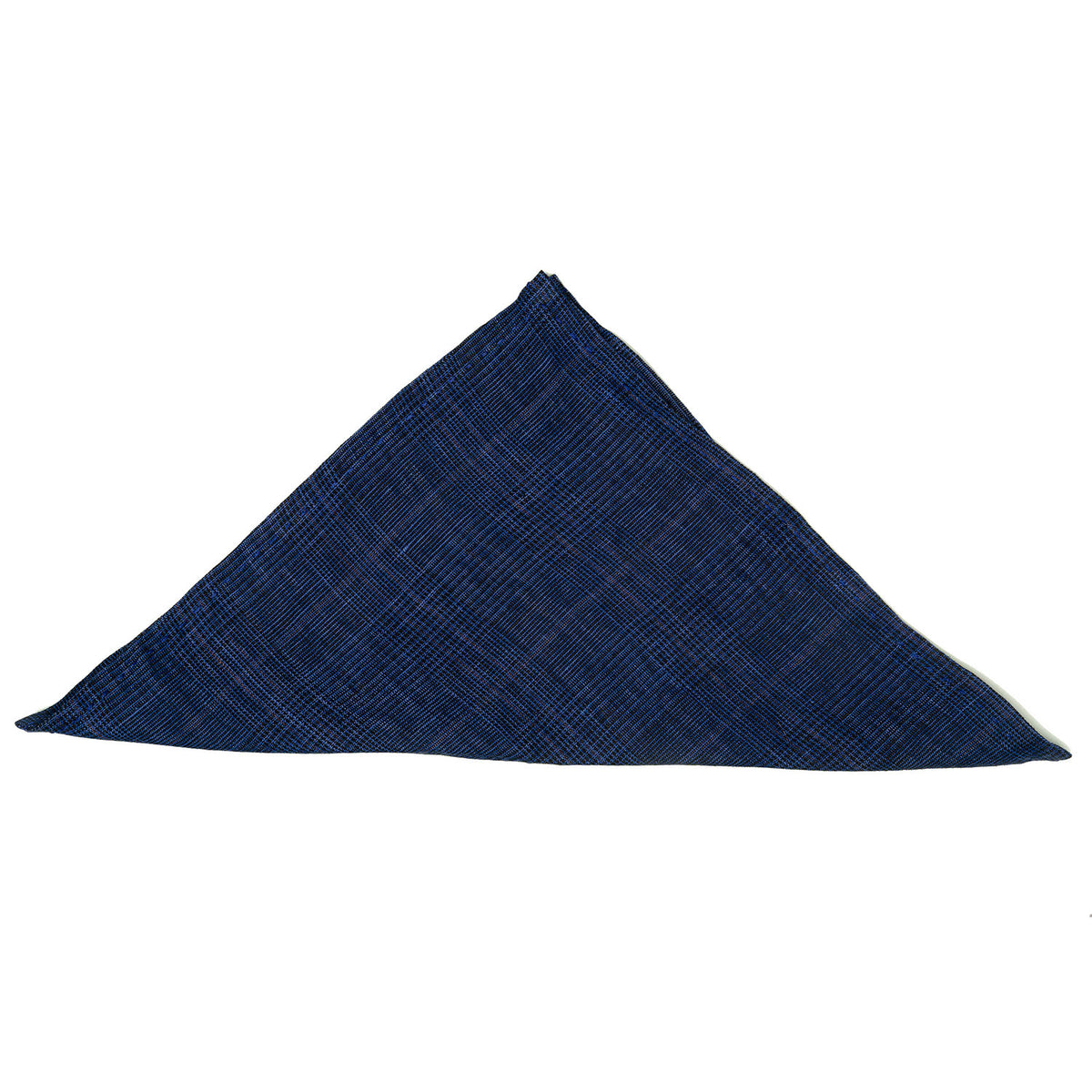 Blue Linen Glen Check Pocket Square