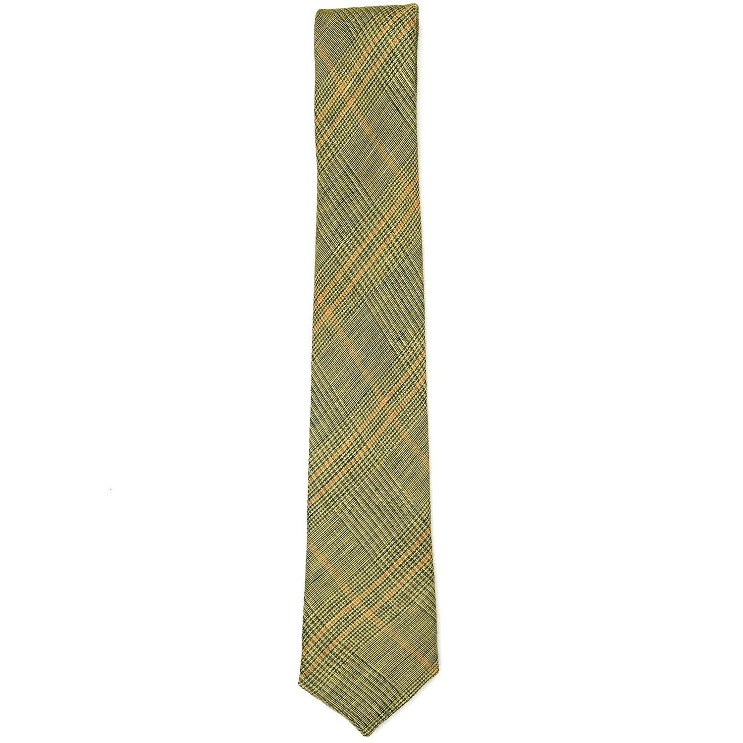 Yellow Linen Glen Check Tie