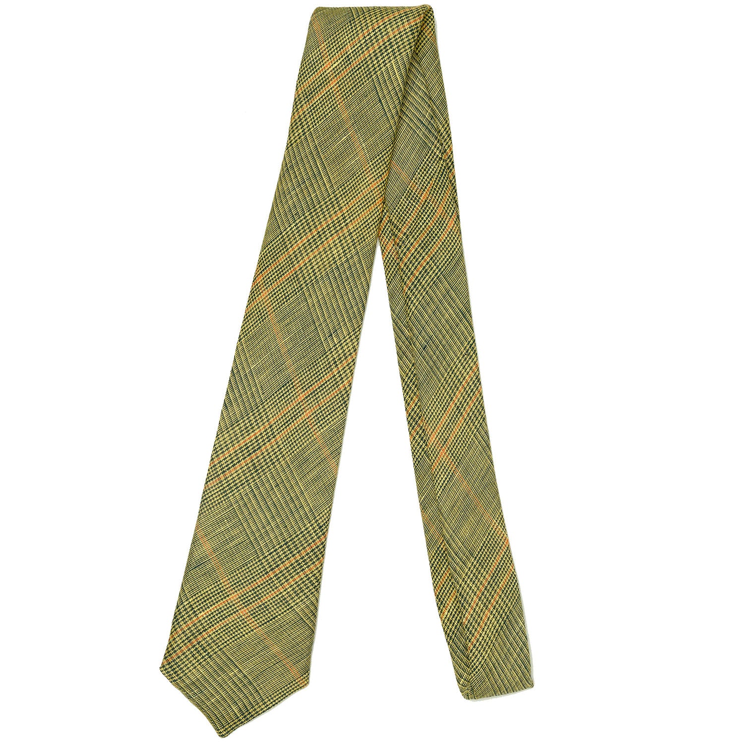 Yellow Linen Glen Check Tie