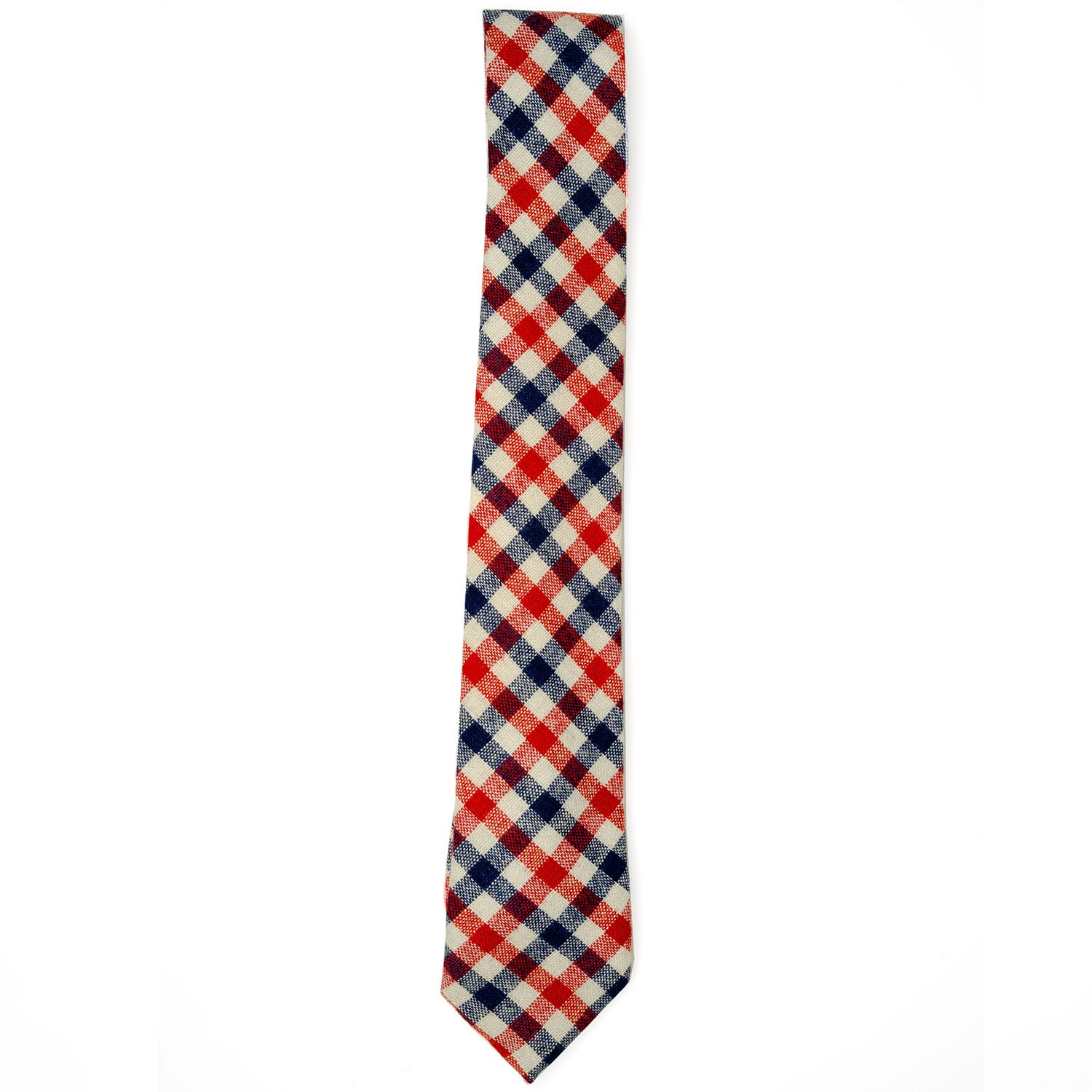 Red & Blue Check Wool Tie