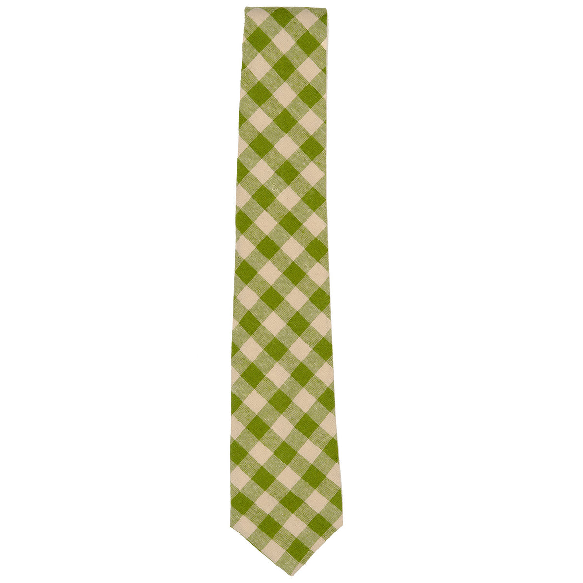 Green Check Linen Tie