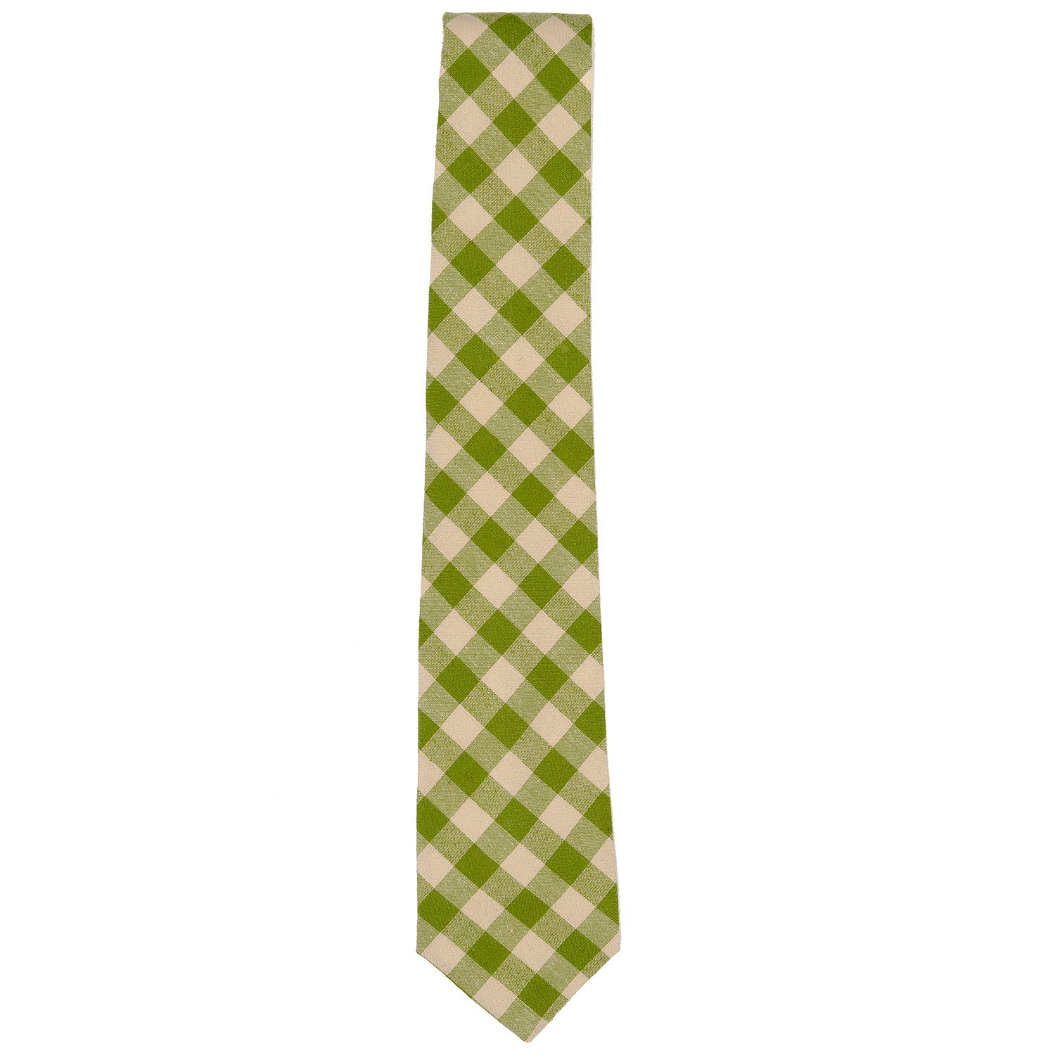 Green Check Linen Tie