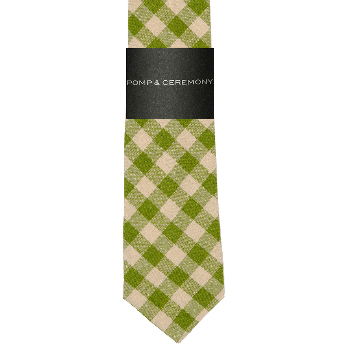 Green Check Linen Tie