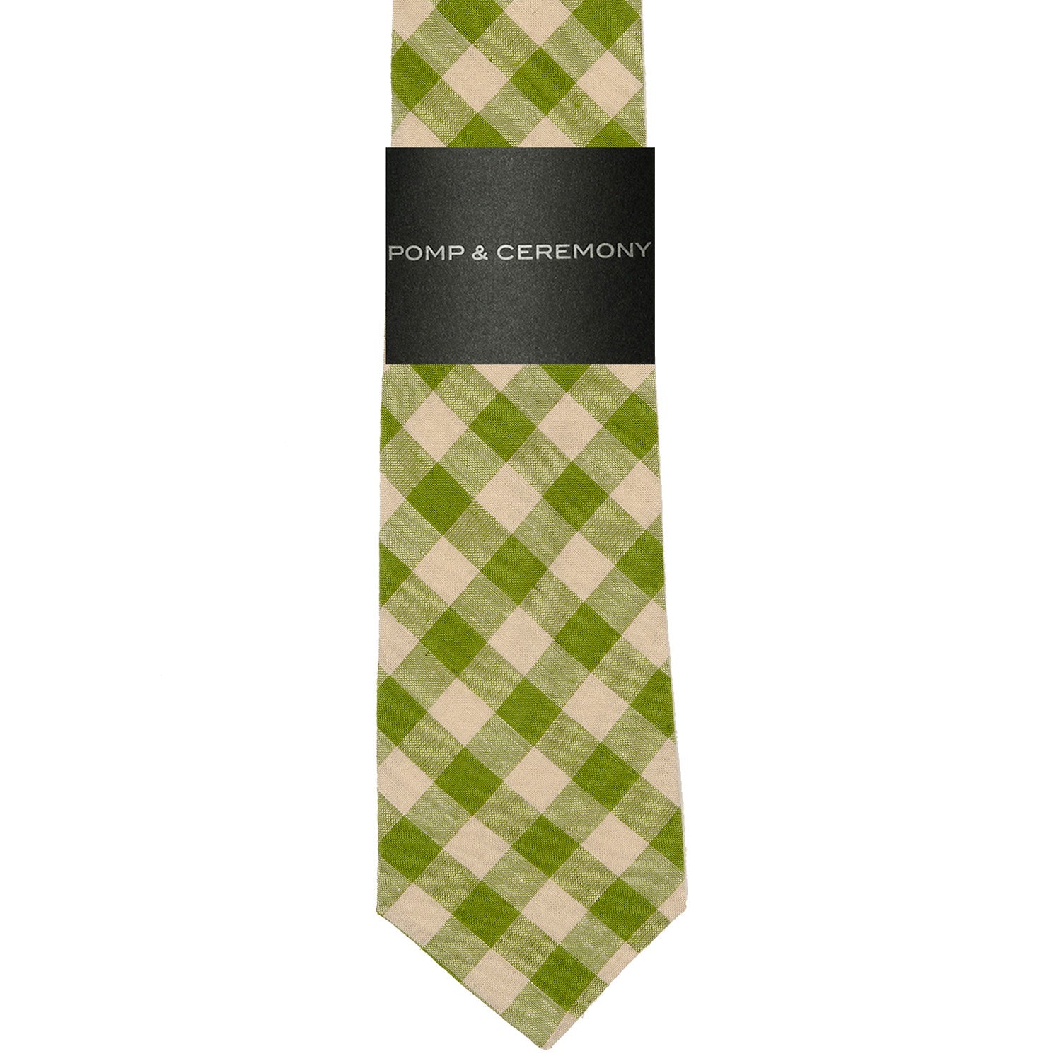 Green Check Linen Tie