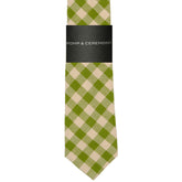 Green Check Linen Tie