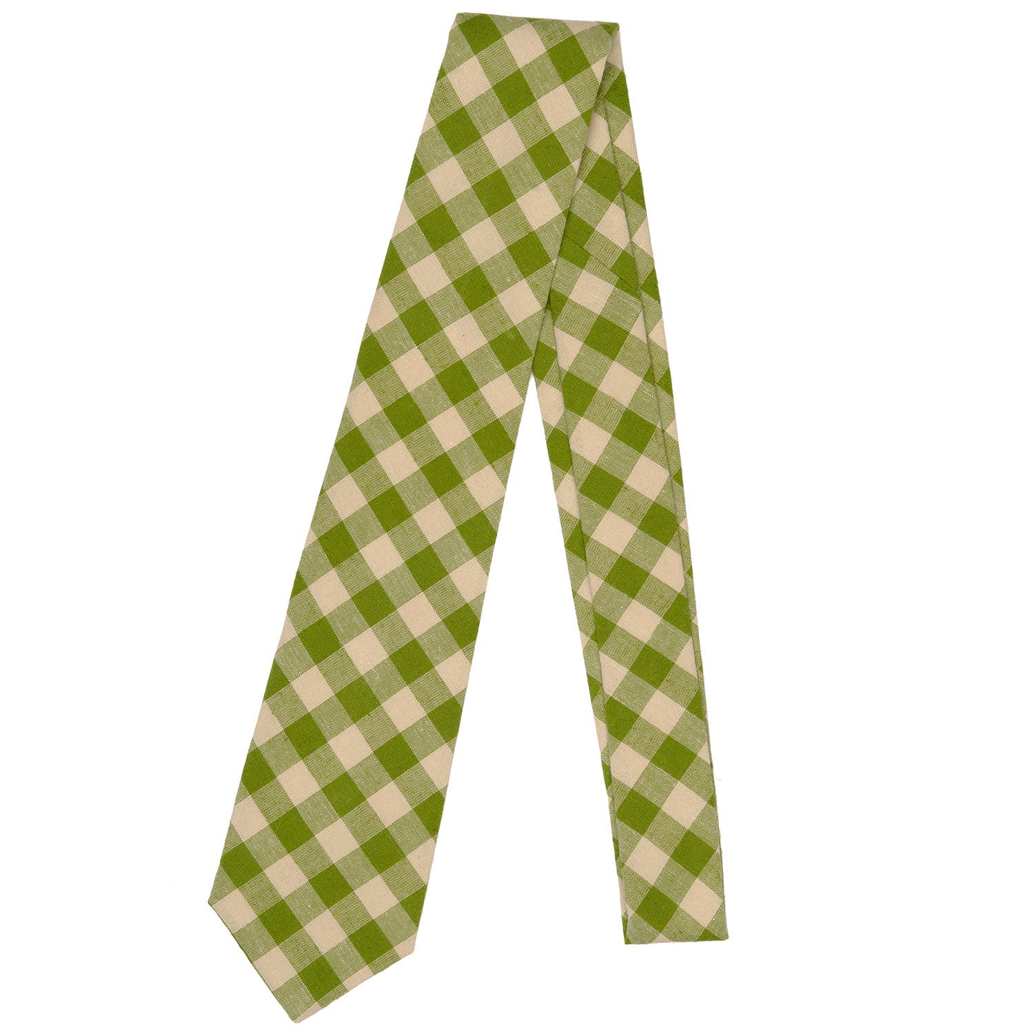 Green Check Linen Tie