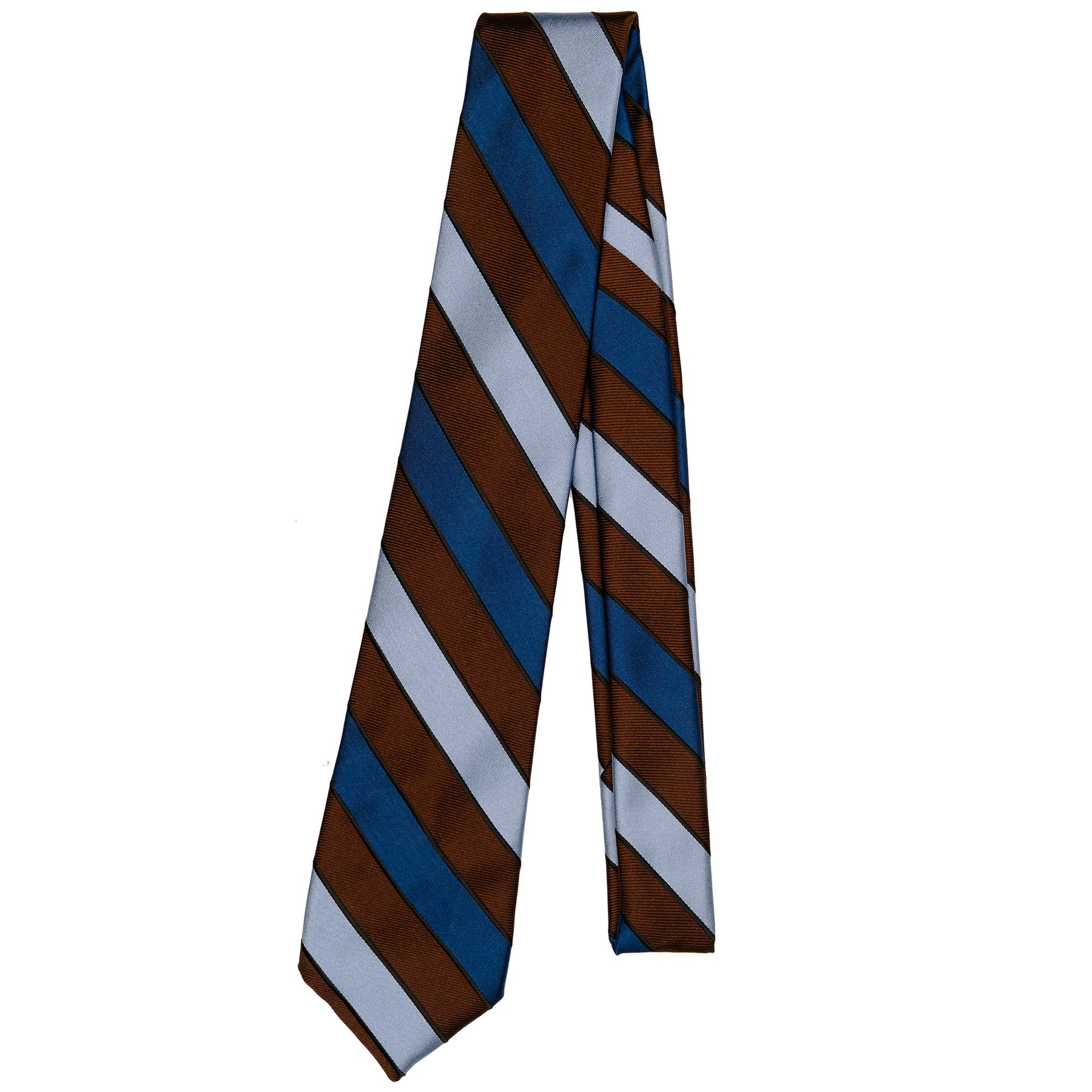 Blue & Brown Stripe Silk Tie