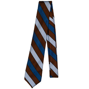 Blue & Brown Stripe Silk Tie