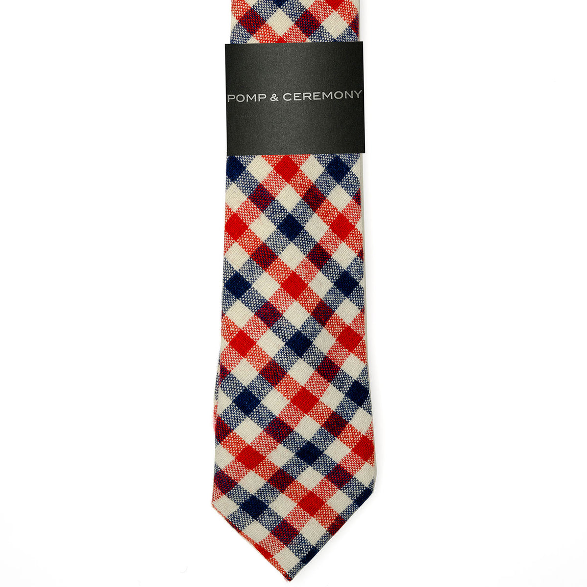 Red & Blue Check Wool Tie