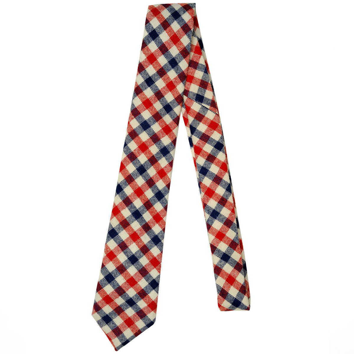 Red & Blue Check Wool Tie